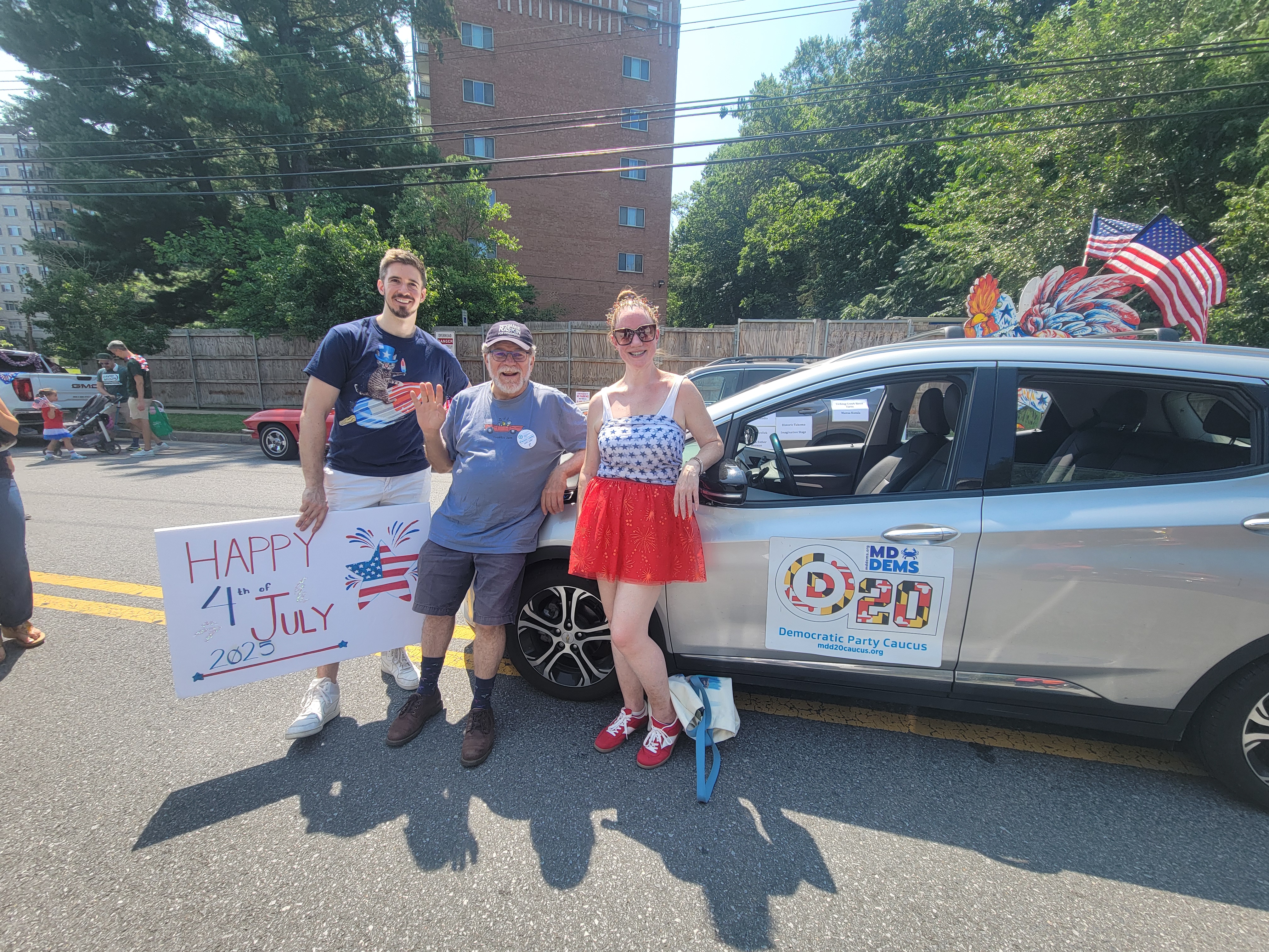Simon Weaver at a Fourth of July parade with fellow Democrats